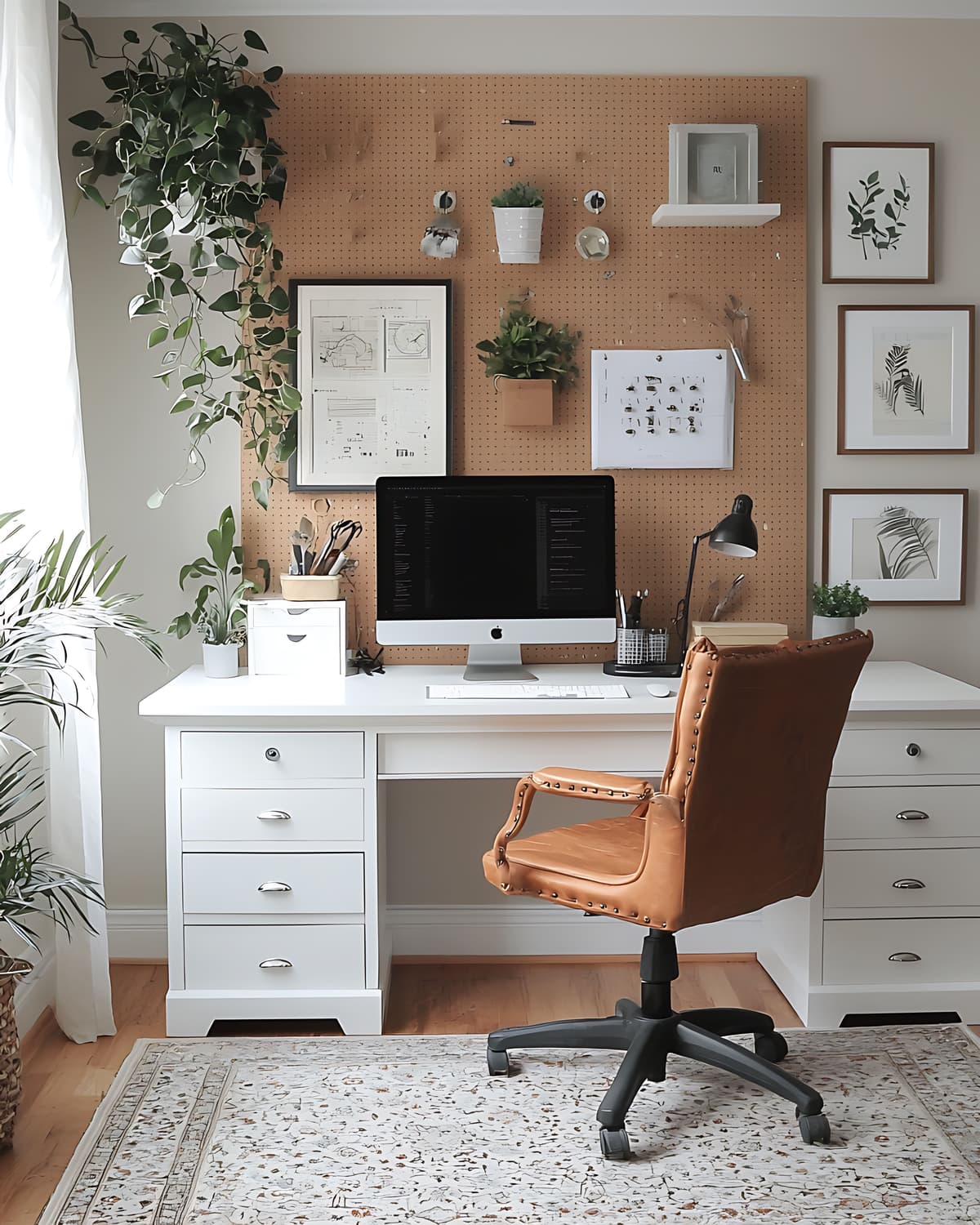 Home Office Criativo com Painel Perfurado